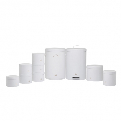 Wrinkle White Dowry Set - Metal Lid (10Pieces)