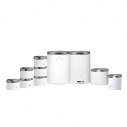 White Dowry Set - Steel Lid (10Pieces)