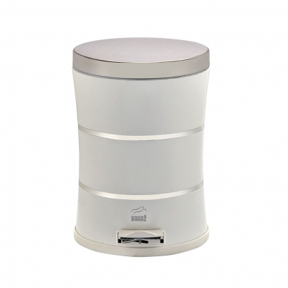 سطل پدالدار 14 لیتری کمر باریک Silent–دوخط سفید در استیل سطل پدالدار 14 لیتری کمر باریک Silent–دوخط سفید در استیل