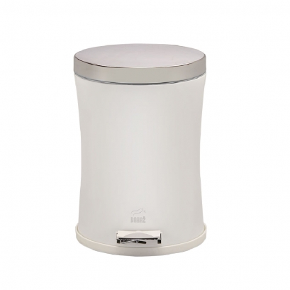 White-Steel Slim Pedal Bin Silent, 14 Liter