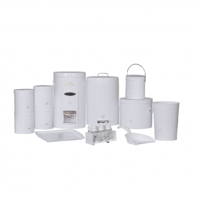 White Dowry Set - Metal Lid (18Pieces)