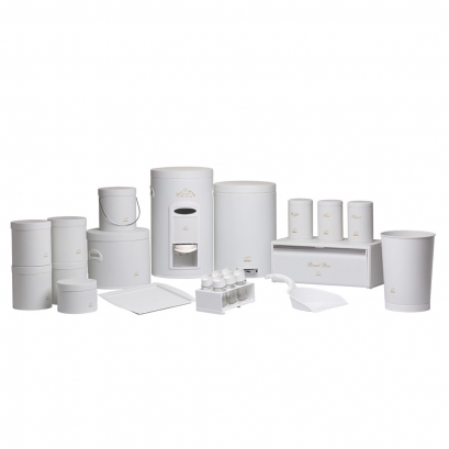 Wrinkle White Dowry Set - White Lid (23 Pieces)