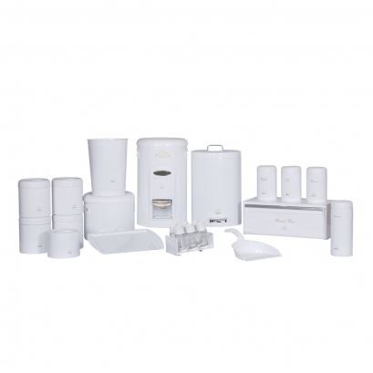 White Dowry Set - Plastic Lid (23 Pieces)