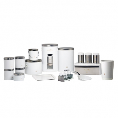 White Dowry Set - Steel Lid (23 Pieces)