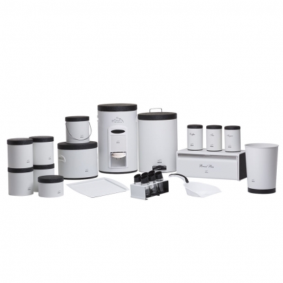 Wrinkle White Dowry Set - Black Lid (23 Pieces)