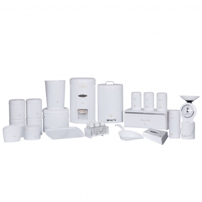 White Dowry Set - Plastic Lid (27 Pieces)