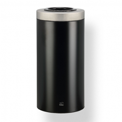 Black-Steel Round Open Top Bin, 45 Liter