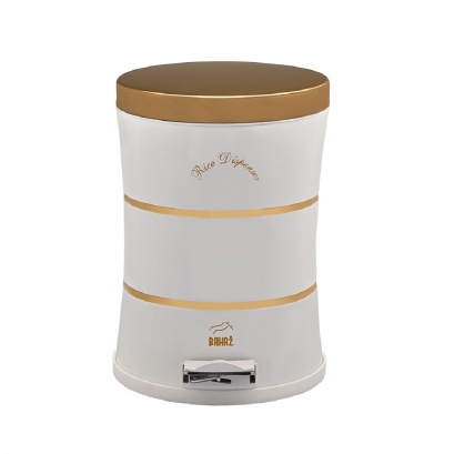 White-Gold Steel Slim Pedal Bin Silent, 14 Liter, with double Lines 