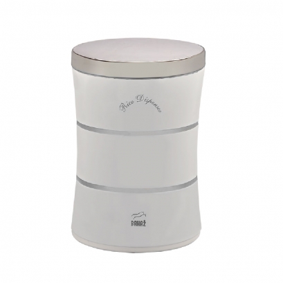 White Steel Slim Rice Bin with double lines