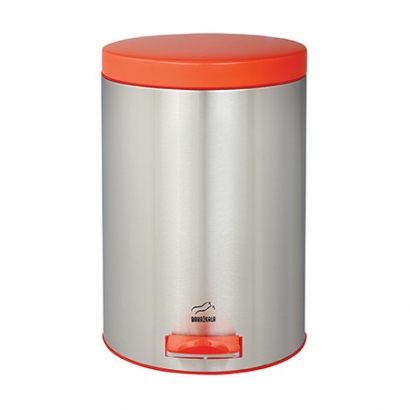 Steel-Orange Pedal Bin - 14 Liters (Metal Lid)