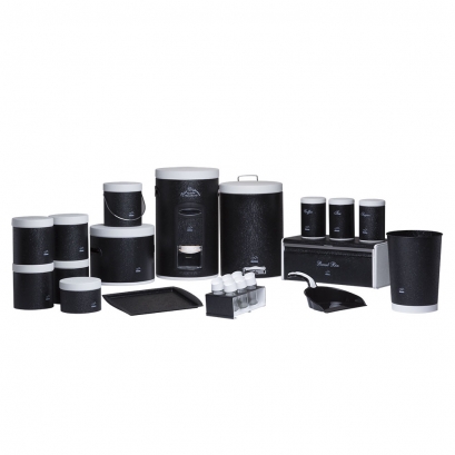 Wrinkle black Dowry Set - White Lid (23 Pieces)