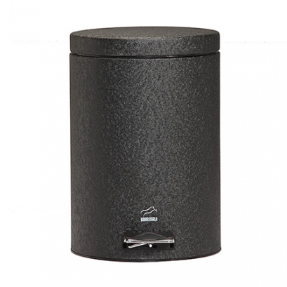 Wrinkle Black Pedal Bin - 6 Liters (Metal Lid)