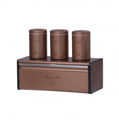 Copper Bread Bin and Canister Set - Metal Lid Copper Bread Bin and Canister Set - Metal Lid