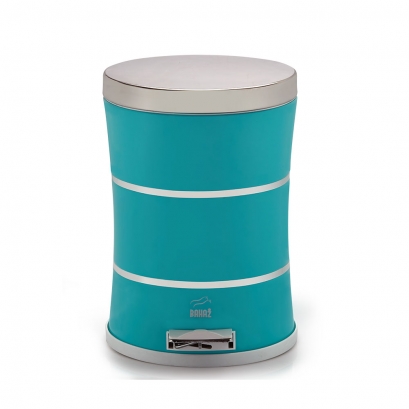 Tiffany Blue_Steel Door Slim Pedal Bin Silent, 14 Liter, with double Lines 