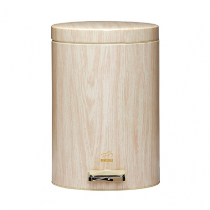 Light Wood Pedal Bin - 14 Liters (Metal Lid)