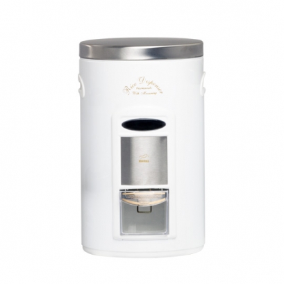 white Rice Bin with Measurement - steel Lid