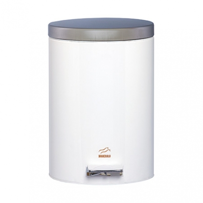 White-Steel Pedal Bin - 14 Liters (Steel Lid)