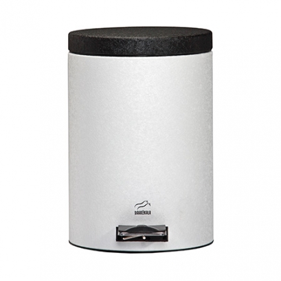 Wrinkle White-Black Pedal Bin - 14 Liters (Metal Lid)
