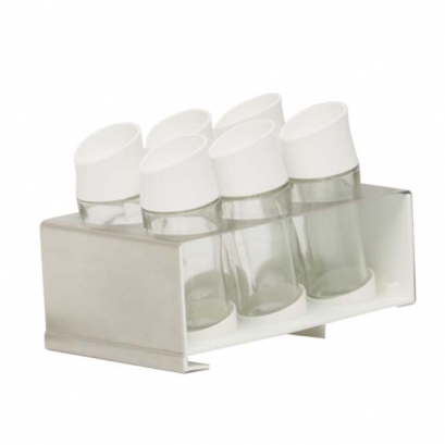 Steel White Spice Jars Set