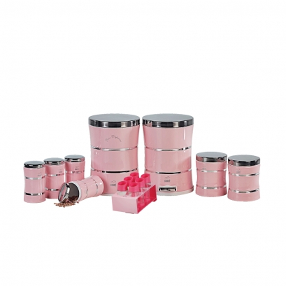 سرویس-15-پارچه-دوخط-صورتی لایت-در-استیل