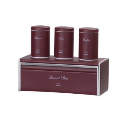 purple Bread Bin and Canister Set - Metal Lid purple Bread Bin and Canister Set - Metal Lid