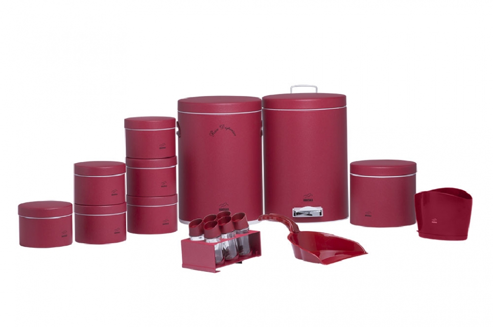 Red Dowry Economic Set - Metal Lid (18 Pieces)